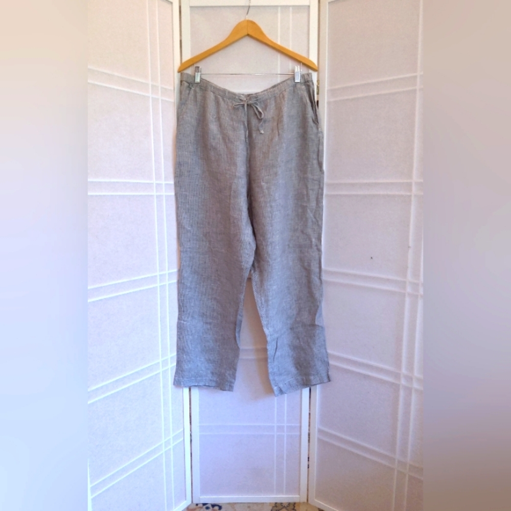 Citron Bleu linen cotton blend pants